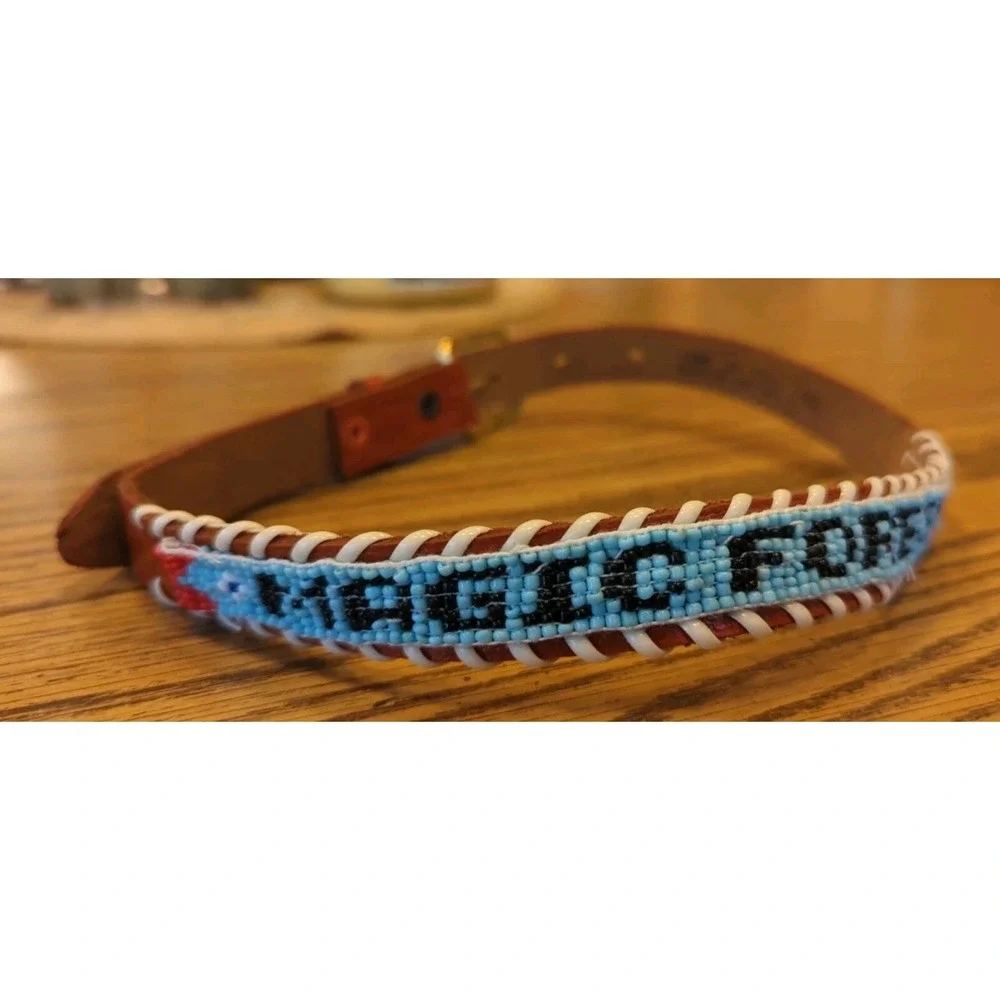 NOS Magic Forest Lake George NY Novelty Beaded Leather Belt Kids Youth Adult 20